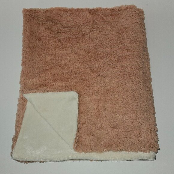 Brown White Fleece Baby Blanket Reversible Solid 27x32 SOFT - Picture 1 of 5